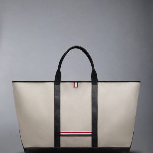 COTTON CANVAS LEATHER OVERSIZED TOOL TOTE