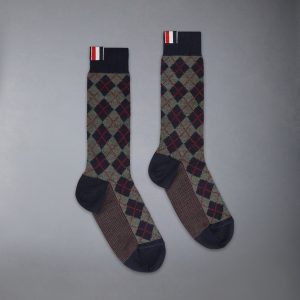 ARGYLE JACQUARD WOOL MID CALF SOCKS