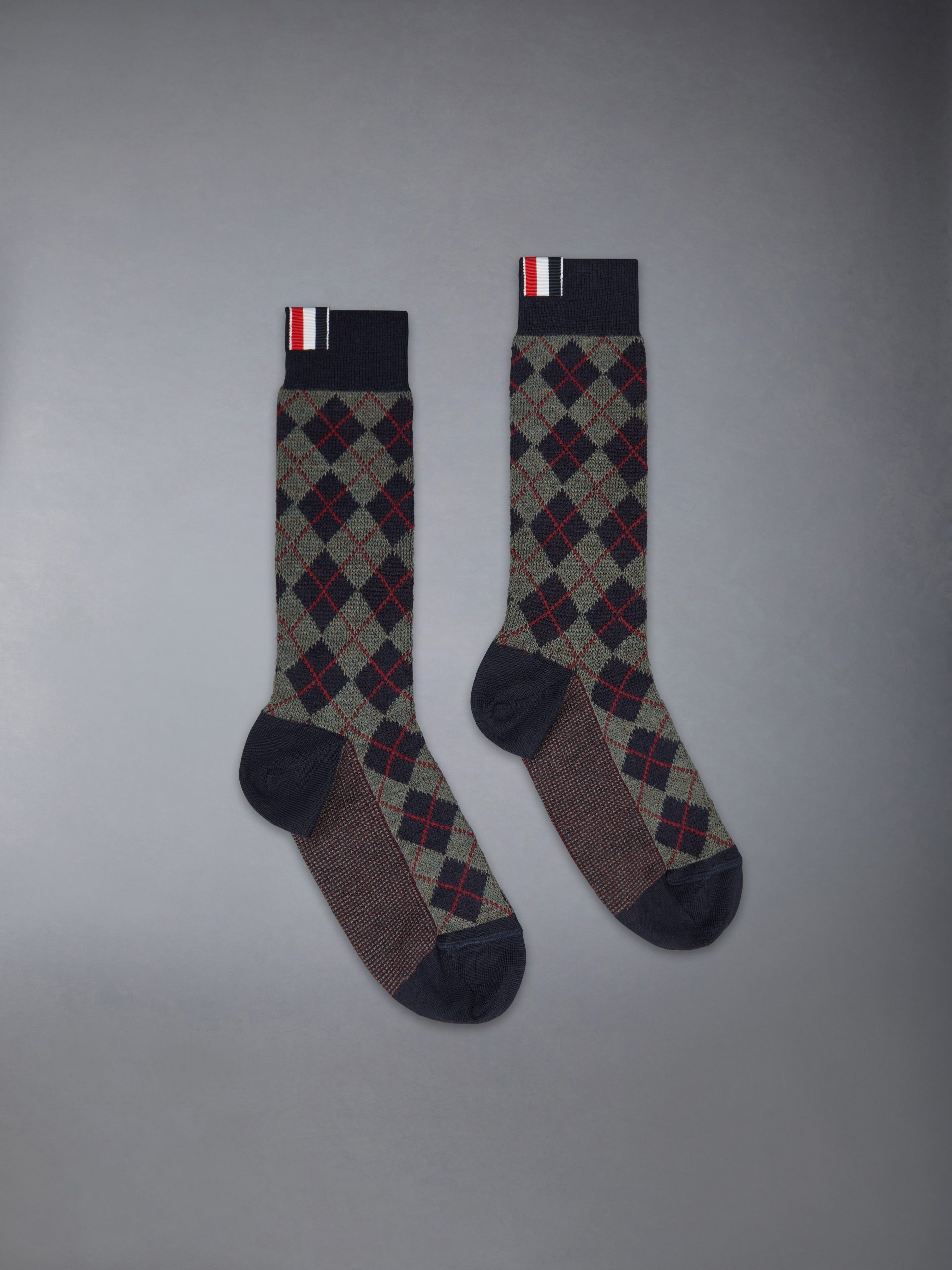 ARGYLE JACQUARD WOOL MID CALF SOCKS