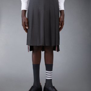 TWILL CLASSIC MIDI PLEATED SKIRT