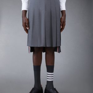 TWILL CLASSIC MIDI PLEATED SKIRT