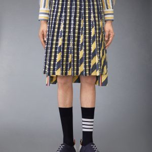 REPP STRIPE GROSGRAIN TWEED PLEATED SKIRT