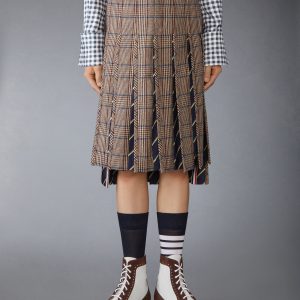 HUNTING TWEED LOW RISE PLEATED SKIRT