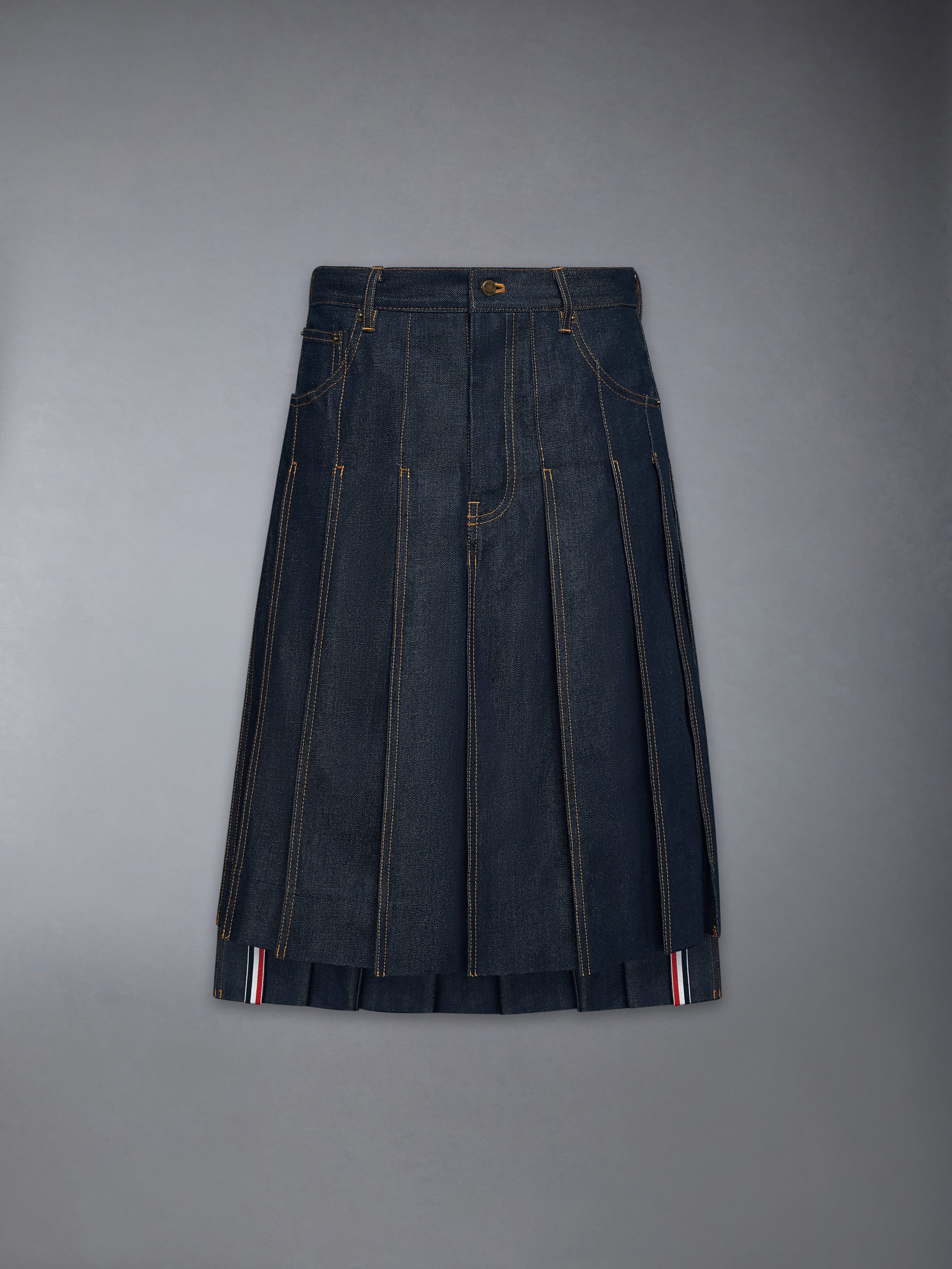 SELVEDGE DENIM 5-POCKET PLEATED SKIRT - Image 7