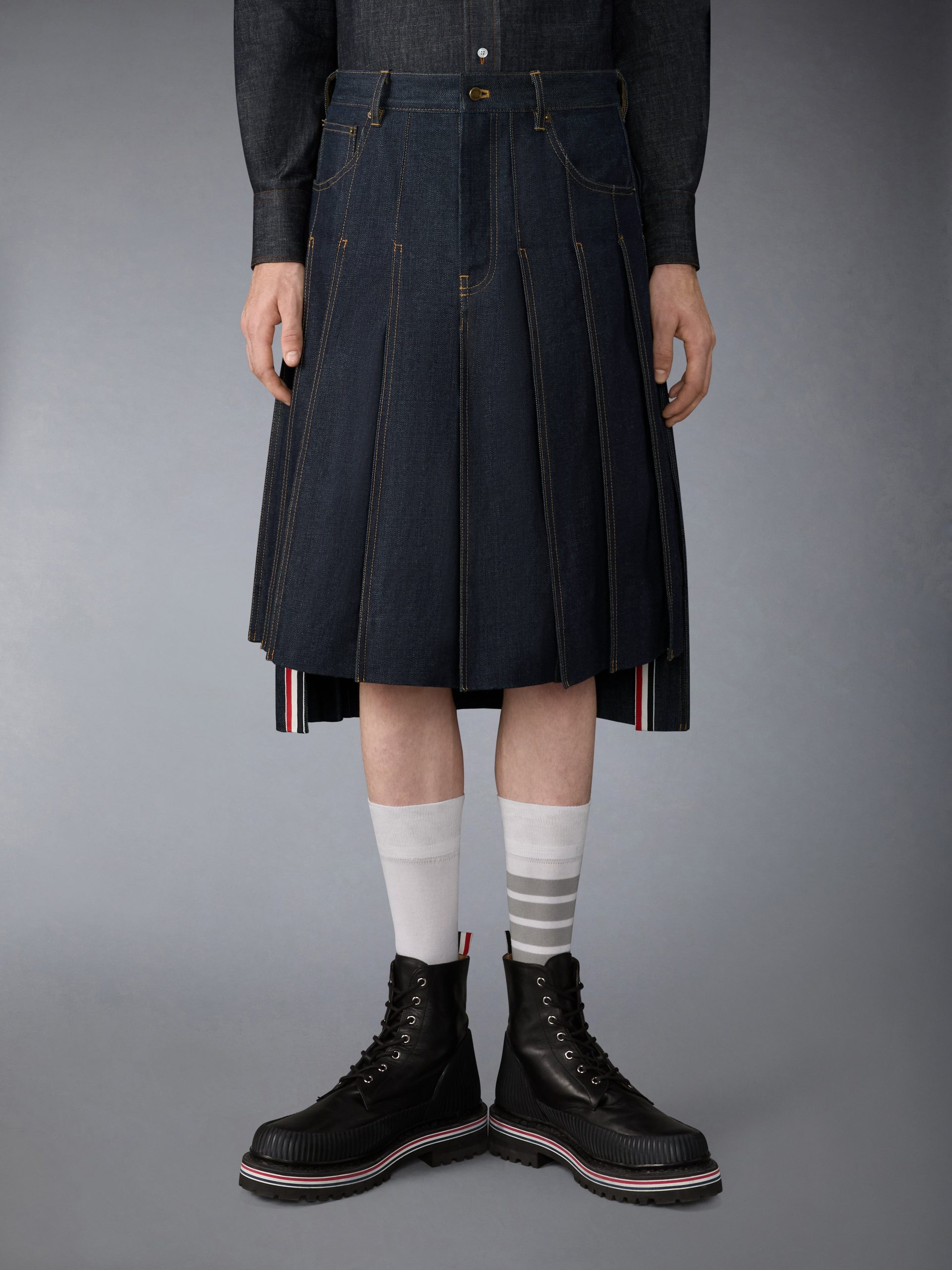 SELVEDGE DENIM 5-POCKET PLEATED SKIRT