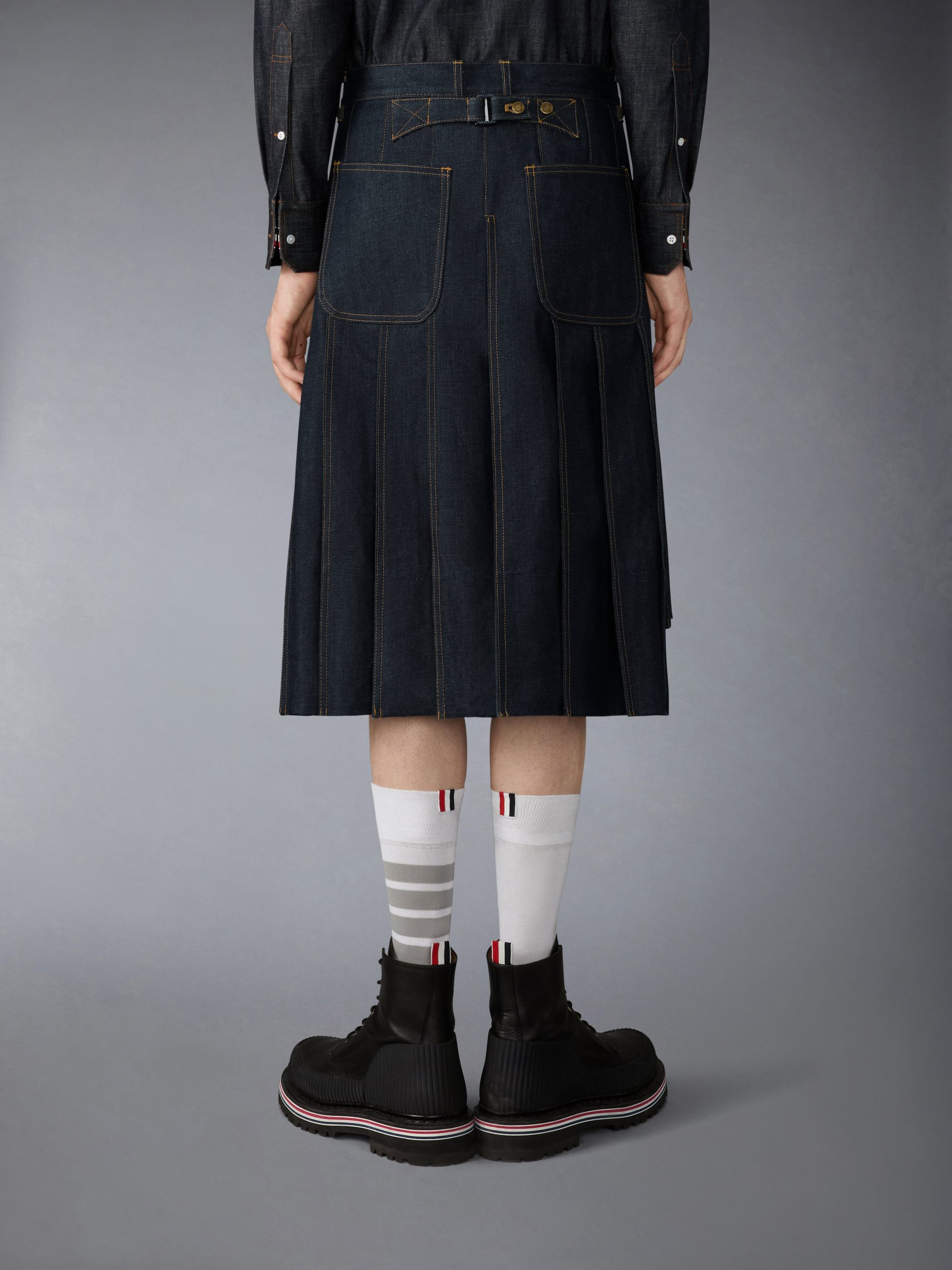 SELVEDGE DENIM 5-POCKET PLEATED SKIRT - Image 3