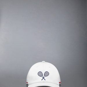 COTTON TWILL TENNIS RACQUET EMBROIDERY BASEBALL CAP