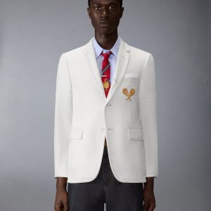 WOOL SEERSUCKER TENNIS EMBROIDERY ARMBAND SPORTCOAT