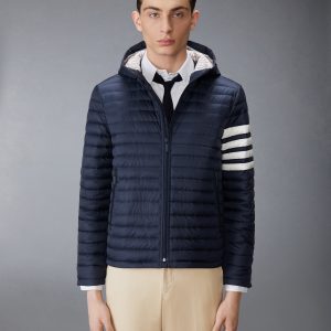 MATTE FINISH NYLON DOWN FILL QUILTED 4-BAR HOOD JACKET