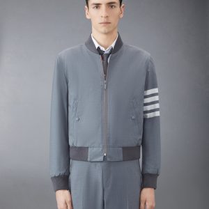 PLAIN WEAVE 4-BAR KINT RIB BLOUSON