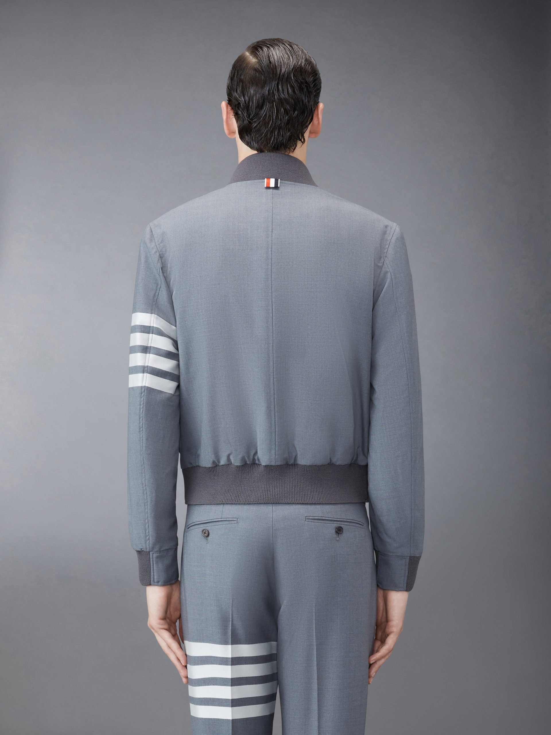 PLAIN WEAVE 4-BAR KINT RIB BLOUSON - Image 2