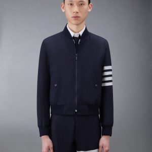 PLAIN WEAVE 4-BAR KINT RIB BLOUSON