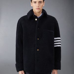 SHEARLING 4-BAR OVERSIZED SHIRT JACKET