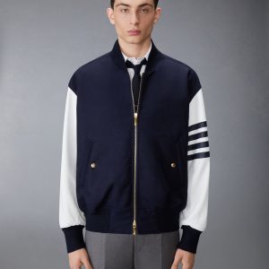 MELTON WOOL 4-BAR OVERSIZED BLOUSON JACKET