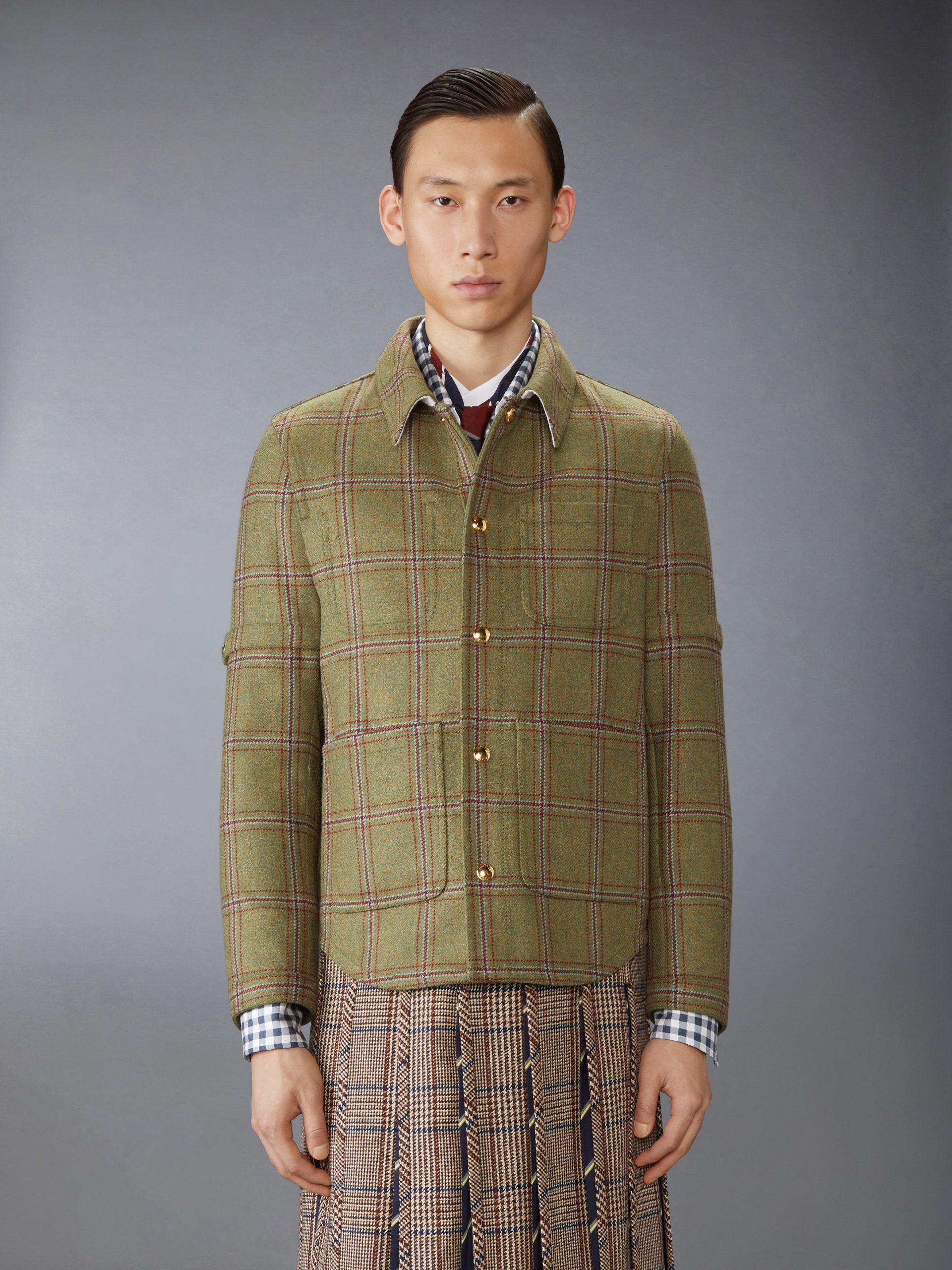 HUNTING TWEED ARMBAND UTILITY JACKET