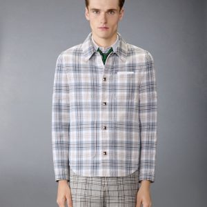 WINDOWPANE PLAID ARMBAND UTILITY JACKET