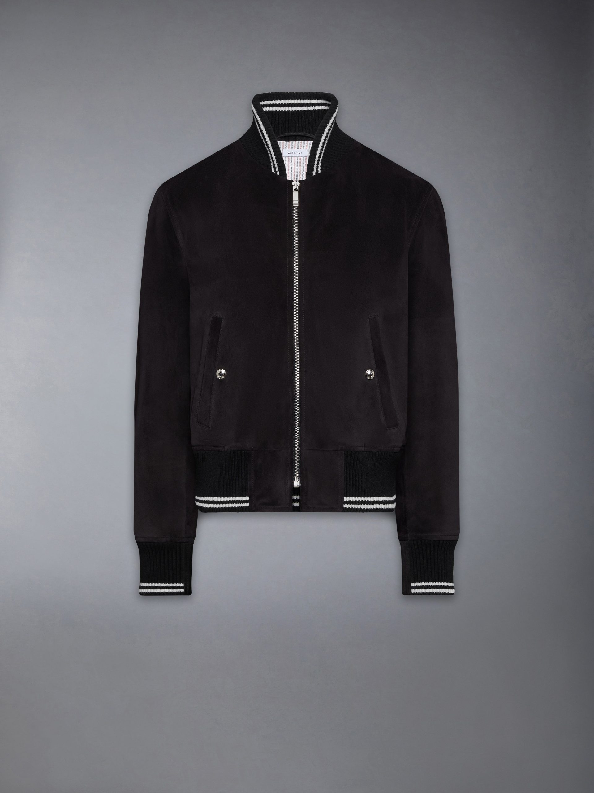 CALF SUEDE RIB KNIT BOMBER JACKET - Image 6