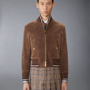 SUEDE KNIT RIB BLOUSON JACKET