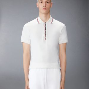 COTTON WAFFLE RIB CUFF POLO