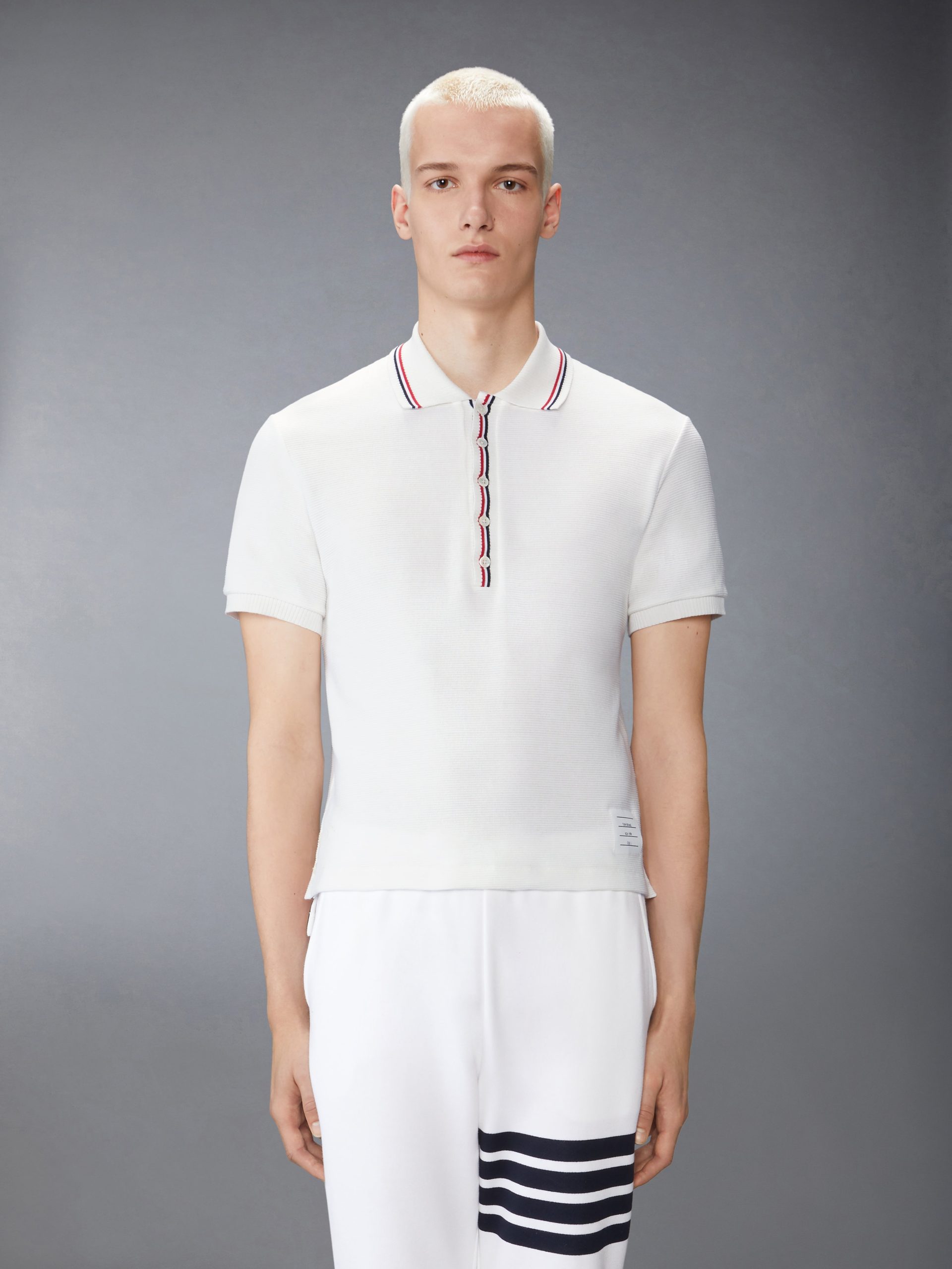 COTTON WAFFLE RIB CUFF POLO