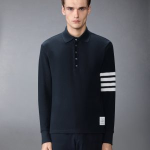 TEXTURED PIQUE 4-BAR LONG SLEEVE POLO