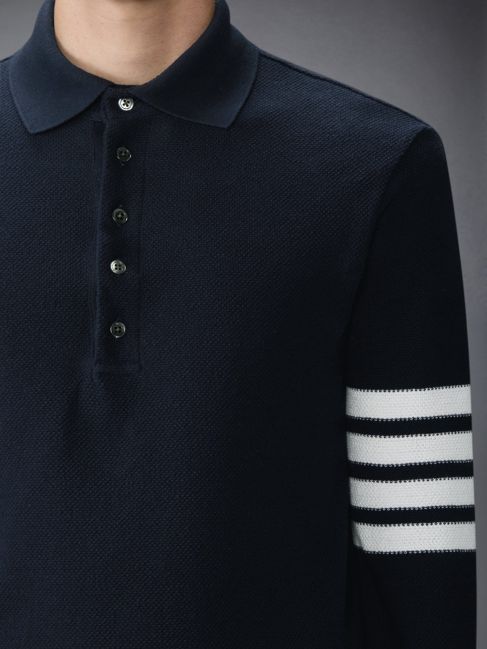 TEXTURED PIQUE 4-BAR LONG SLEEVE POLO - Image 5