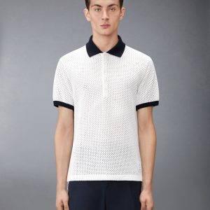 MESH CASHMERE POLO