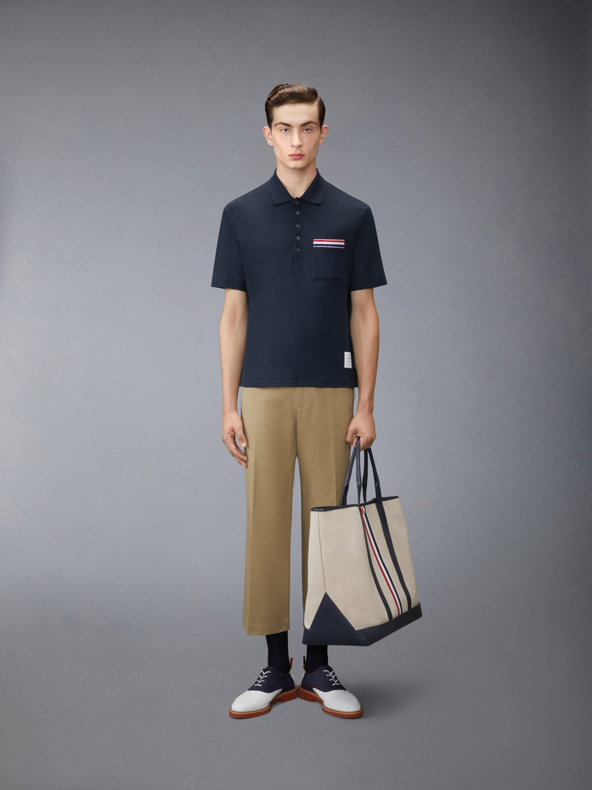 TEXTURED COTTON LINEN RWB EMBROIDERY POLO - Image 3