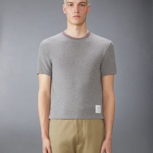 COTTON WAFFLE RIB CUFF TEE