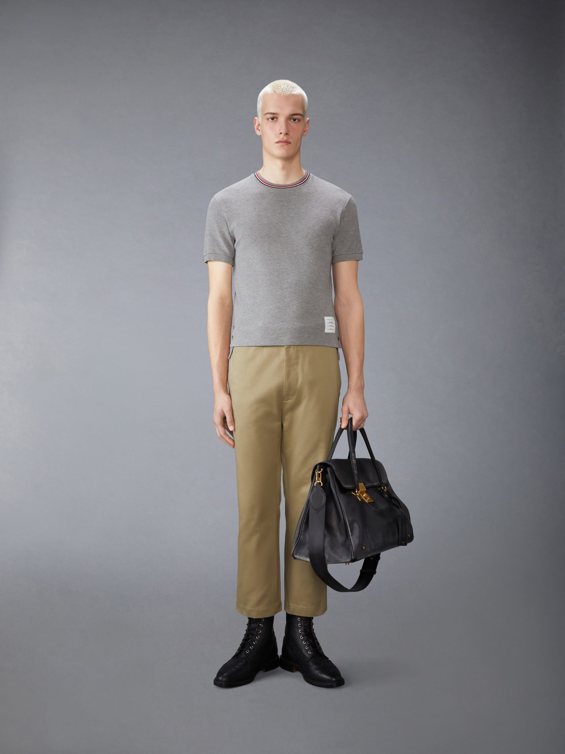 COTTON WAFFLE RIB CUFF TEE - Image 3