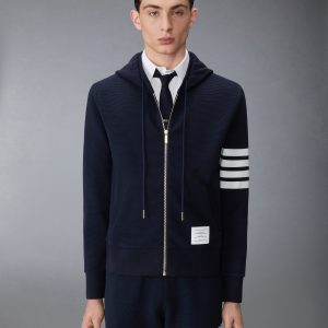 COTTON OTTOMAN 4-BAR ZIP HOODIE