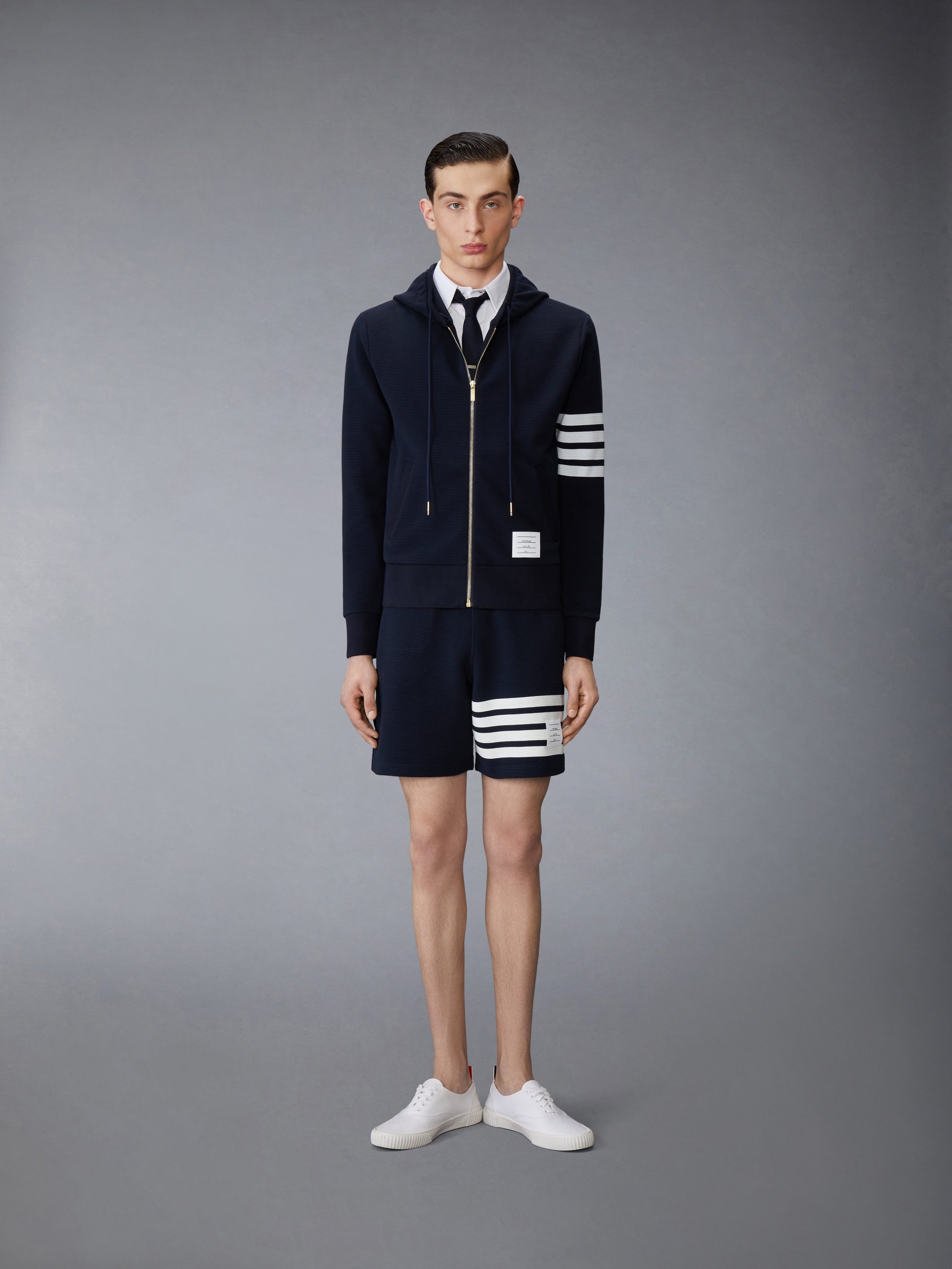 COTTON OTTOMAN 4-BAR ZIP HOODIE - Image 3