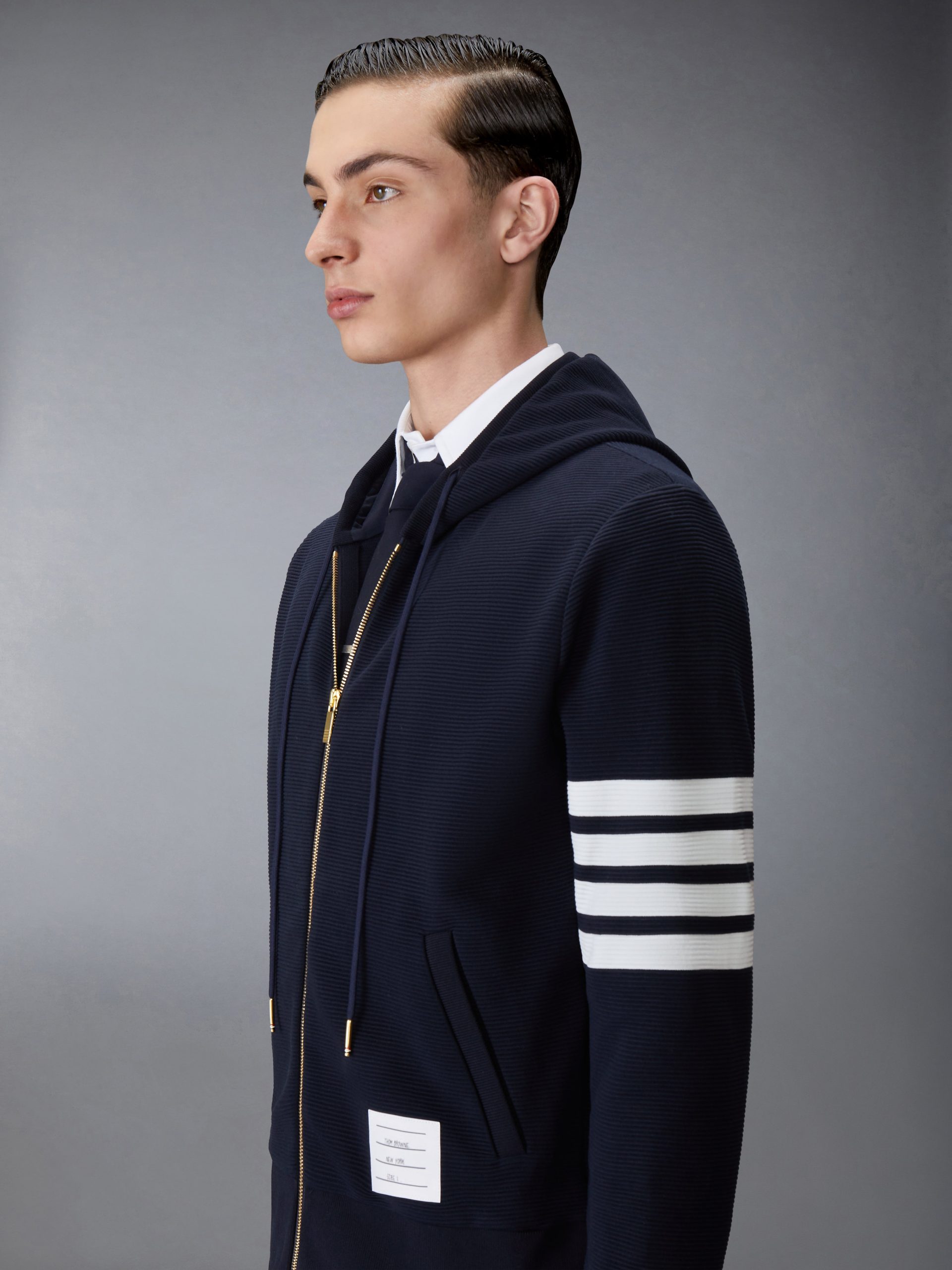 COTTON OTTOMAN 4-BAR ZIP HOODIE - Image 4