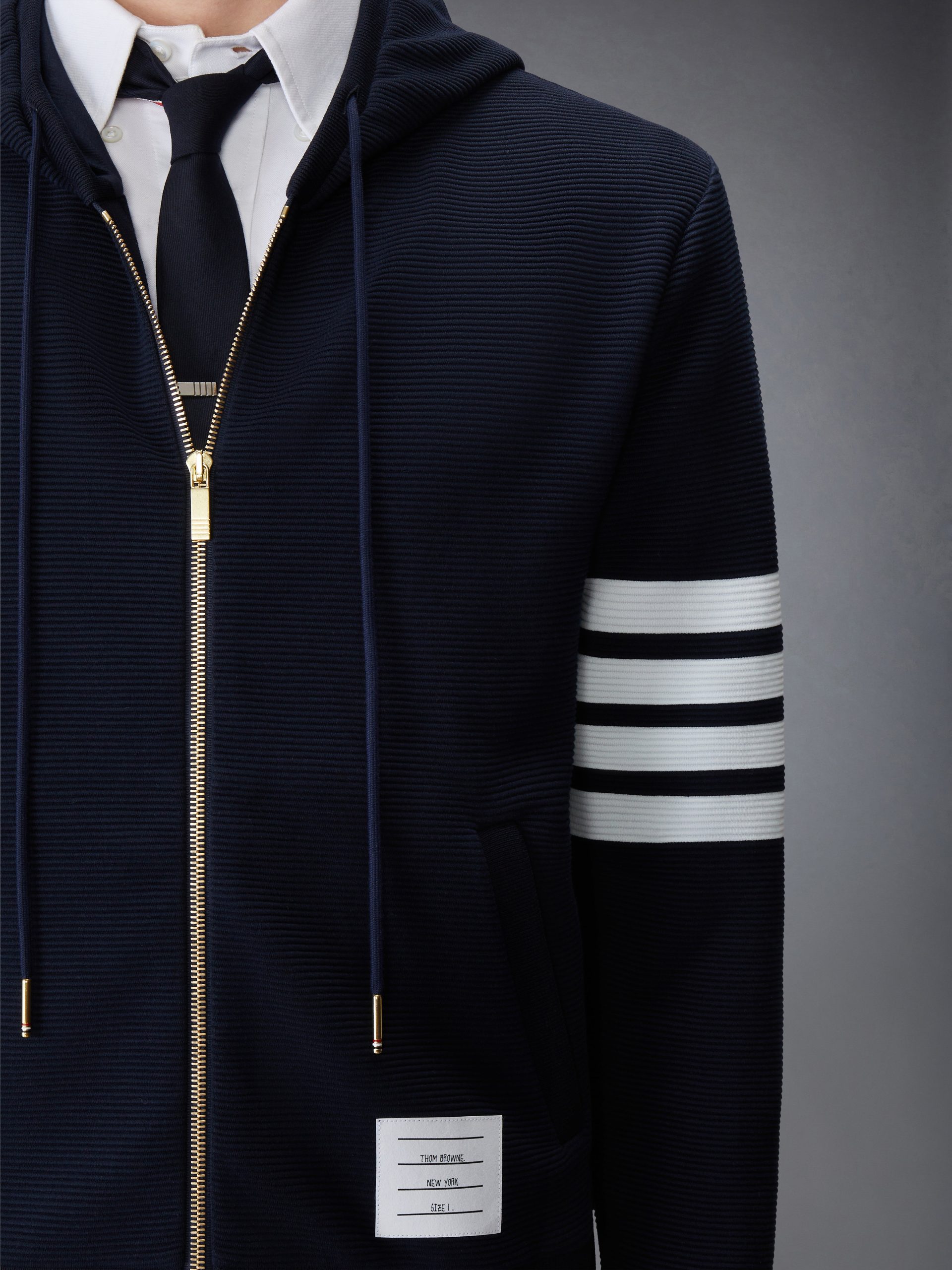 COTTON OTTOMAN 4-BAR ZIP HOODIE - Image 6