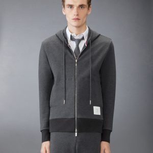 LOOPBACK JERSEY 4-BAR ZIP UP HOODIE