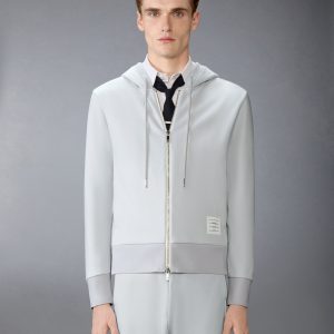 LOOPBACK JERSEY 4-BAR ZIP UP HOODIE