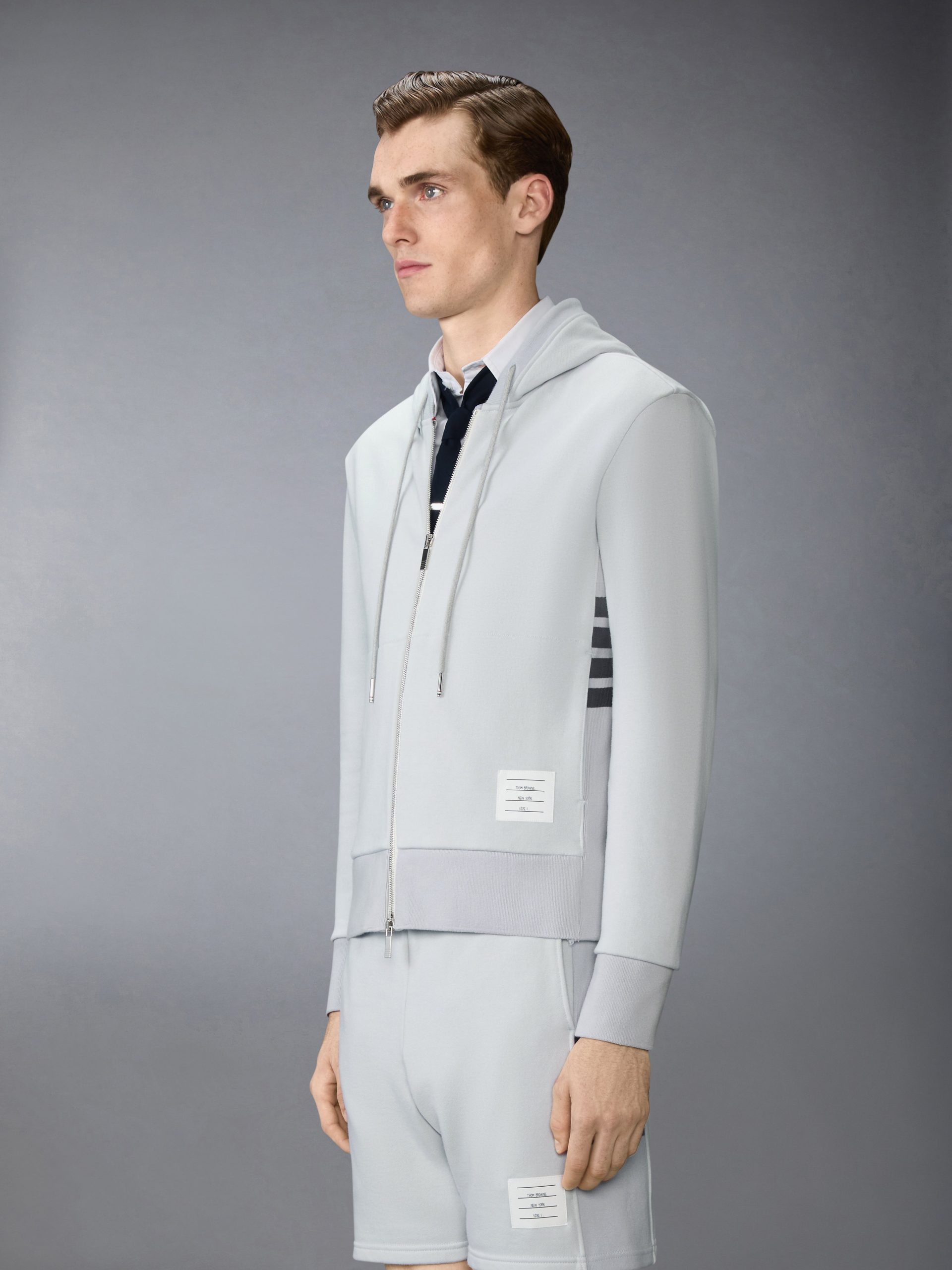 LOOPBACK JERSEY 4-BAR ZIP UP HOODIE - Image 4