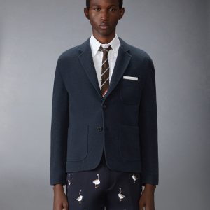 WOOL SILK PIQUE SACK JACKET