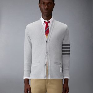 TEXTURED PIQUE 4-BAR CARDIGAN