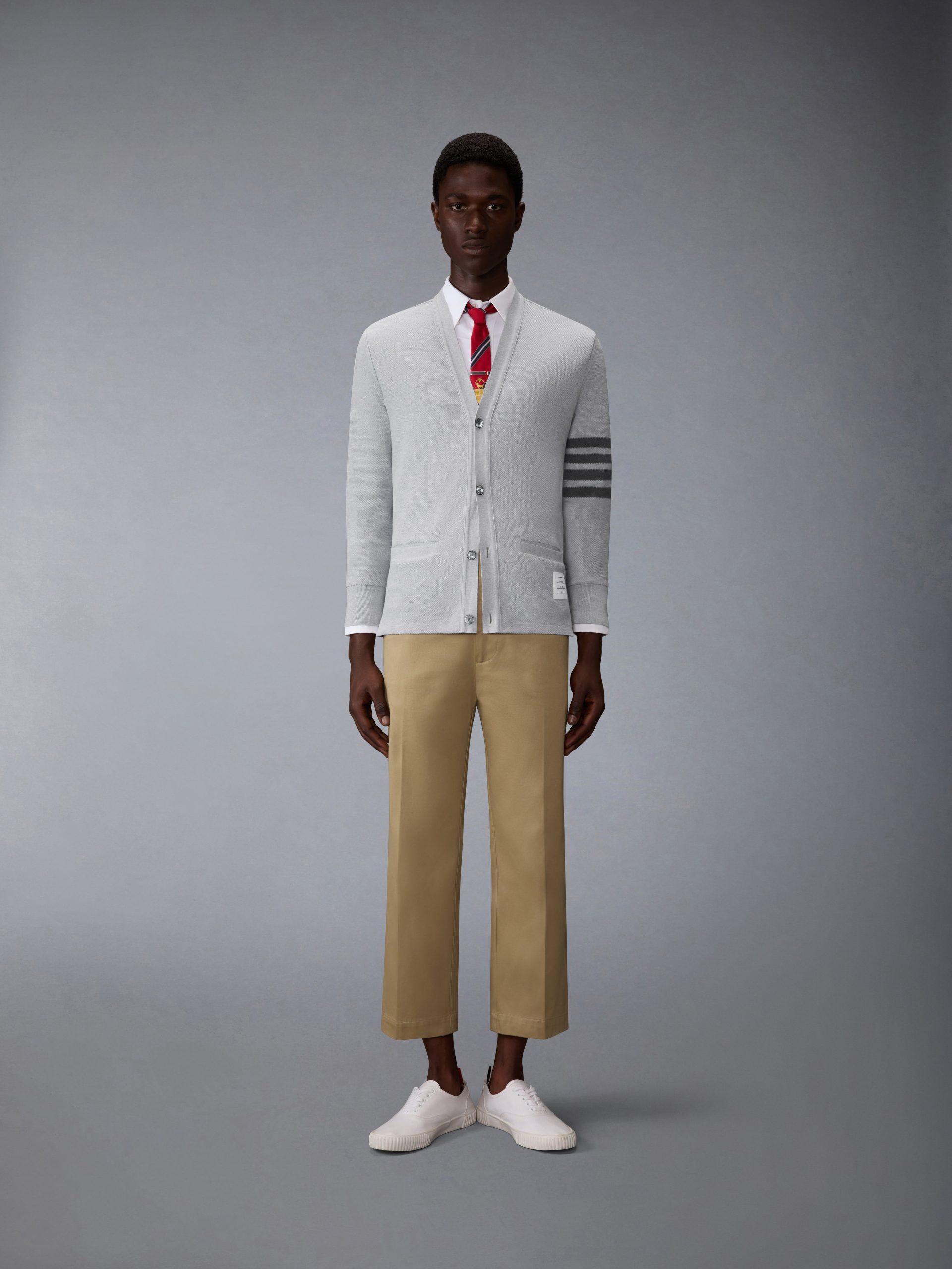 TEXTURED PIQUE 4-BAR CARDIGAN - Image 3