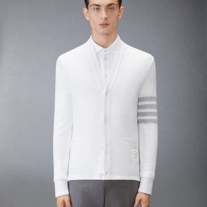 TEXTURED PIQUE 4-BAR CARDIGAN