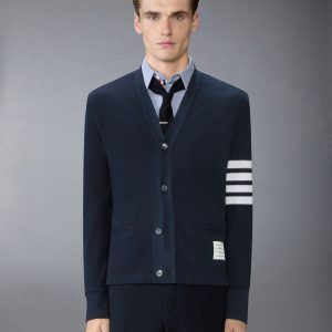 TEXTURED PIQUE 4-BAR CARDIGAN