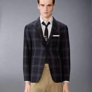 WINDOWPANE PLAID COOL WOOL UNCONSTRUCTED SPORTCOAT