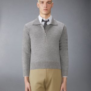 MERINO WOOL DOUBLE FACE 4-BAR HALF ZIP PULLOVER
