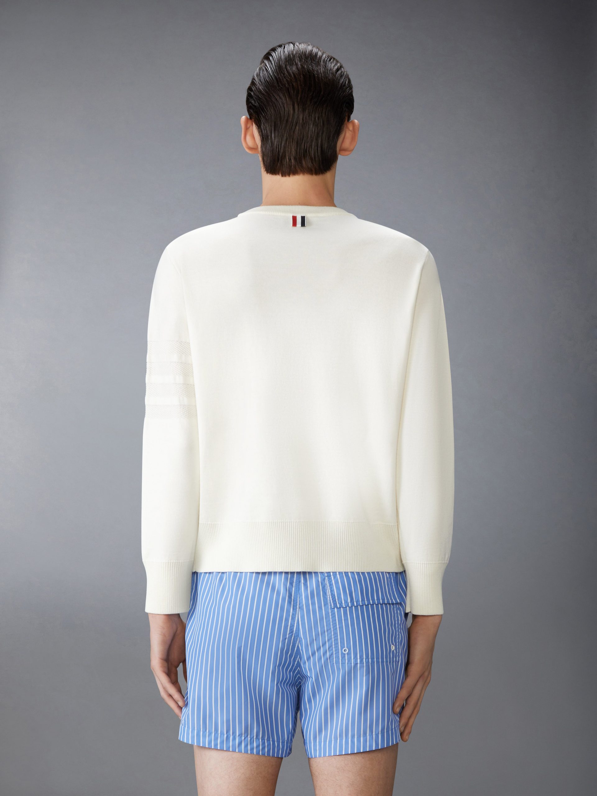 MERINO WOOL DOUBLE FACE 4-BAR CREW NECK PULLOVER - Image 2