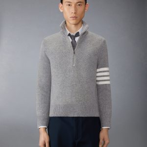 MERINO WOOL 4-BAR FUNNEL NECK PULLOVER
