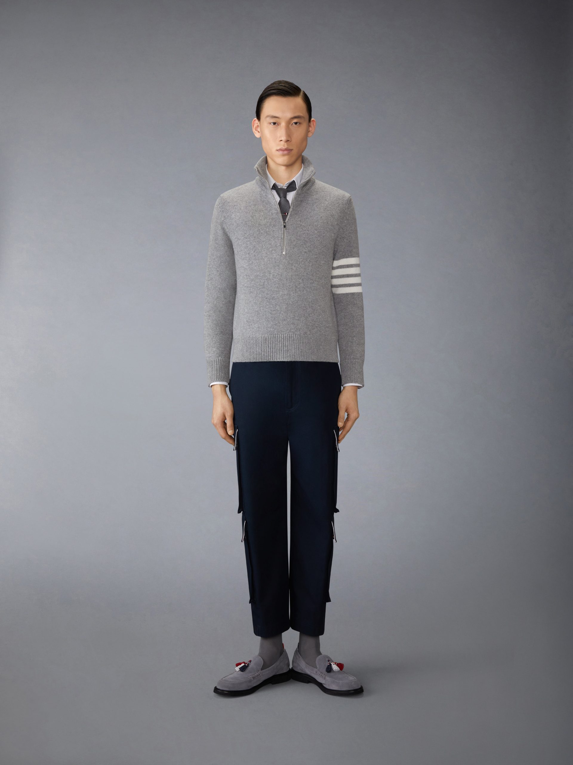 MERINO WOOL 4-BAR FUNNEL NECK PULLOVER - Image 3