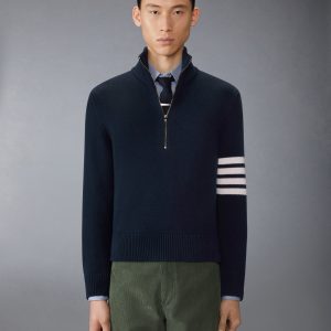 MERINO WOOL 4-BAR FUNNEL NECK PULLOVER