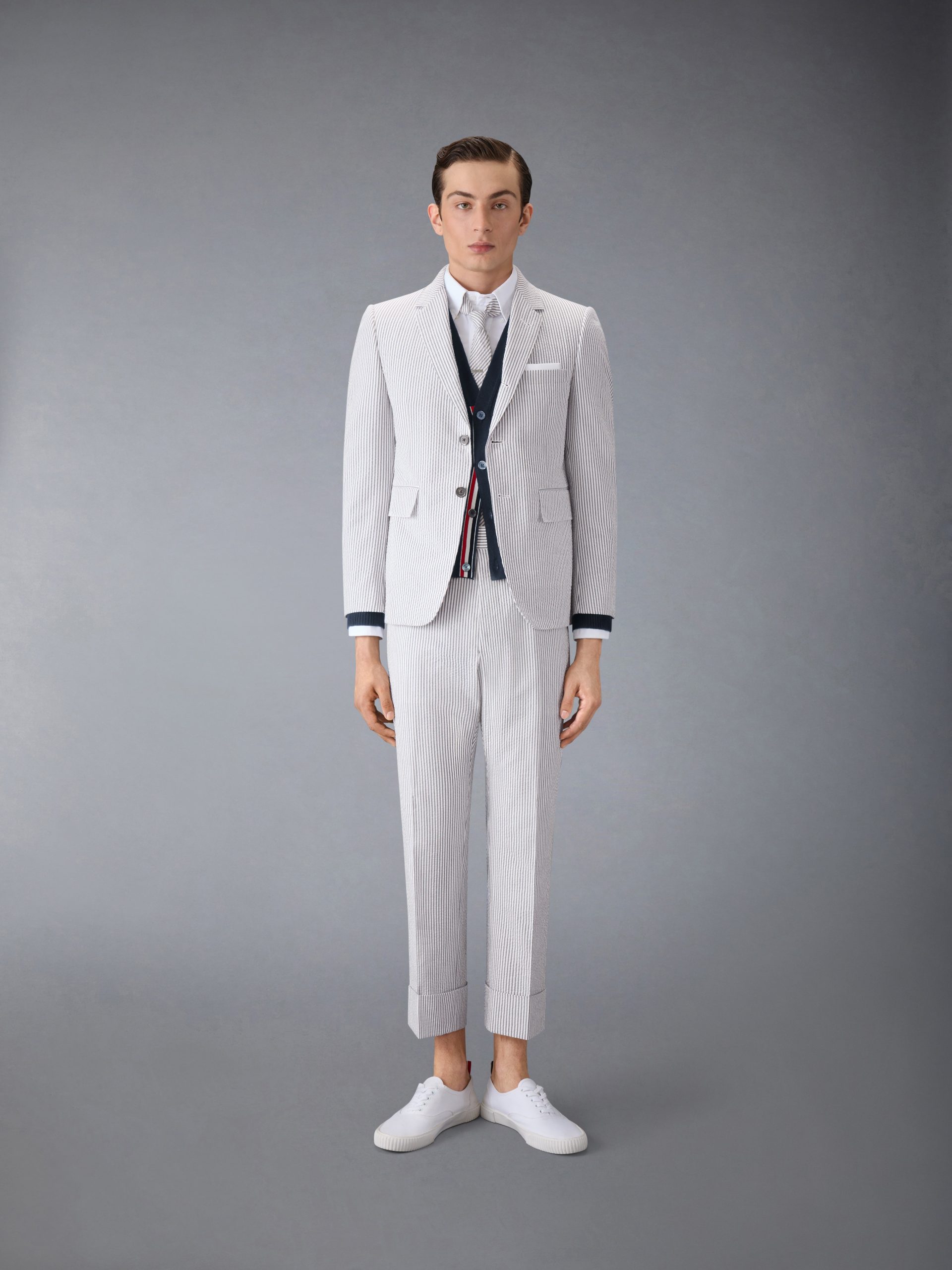 CLASSIC CASHMERE 4-BAR V-NECK CARDIGAN - Image 3