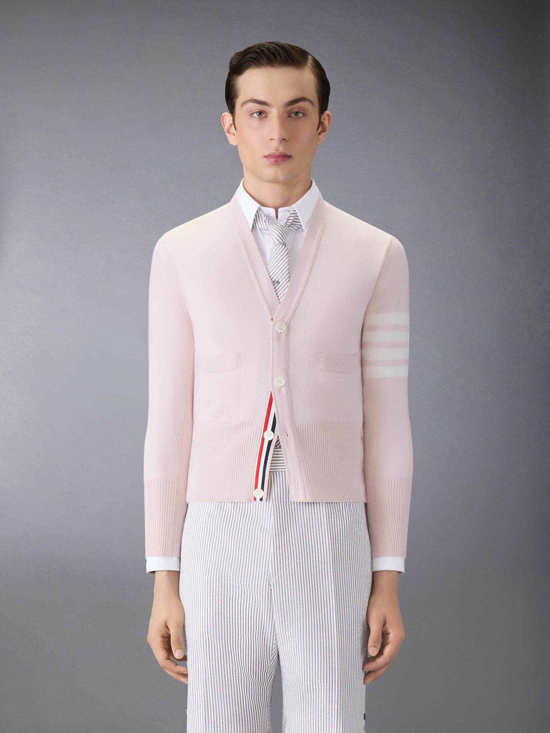 CLASSIC CASHMERE 4-BAR V-NECK CARDIGAN